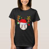 Baseball Reindeer Santa Hat Christmas T-Shirt (Vorderseite)