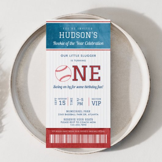 Baseball Rookie 1. Geburtstag Einladung