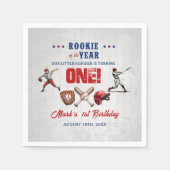 Baseball Rookie 1. Geburtstag Party Napkins Serviette (Vorderseite)