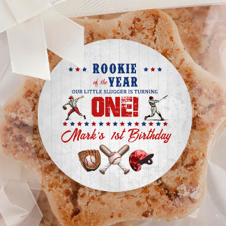 Baseball Rookie 1. Geburtstagsticker Runder Aufkleber