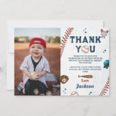 Baseball Rookie Boys Geburtstag Foto Danke Karte (Vorderseite)