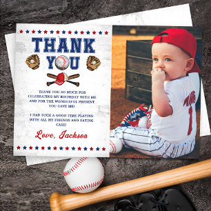 Baseball Rookie Boys Geburtstag Foto Danke Karte