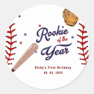 Baseball Rookie des Jahres Baseball 1. Geburtstag Runder Aufkleber