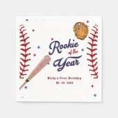 Baseball Rookie des Jahres Baseball 1. Geburtstag Serviette (Vorderseite)