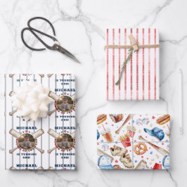 Baseball Rookie des Jahres Foto Geburtstag Geschenkpapier Set