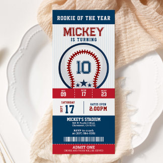 Baseball Rookie des Jahres Geburtstagsparty Ticket Einladung