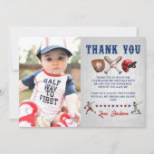 Baseball Rookie Geburtstag Foto Danke Karte (Vorderseite)