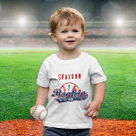 Baseball Rookie of the Year 1st Birthday Party Baby T-shirt<br><div class="desc">Cute distressed baseball-themed "Rookie of the Year" boy's first birthday party design.</div>