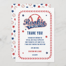 Baseball Rookie of the Year 1st Birthday Party Dankeskarte