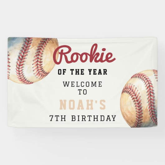 Baseball Rookie of the Year 7th Birthday Welcome  Banner (Horizontal)