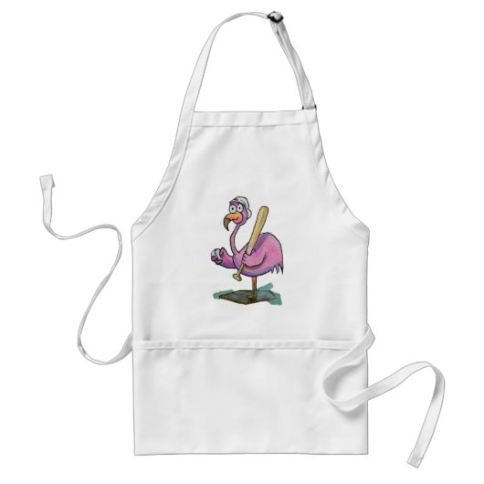 Baseball-rosa Flamingo-wunderliches Aquarell Schürze (Vorne)