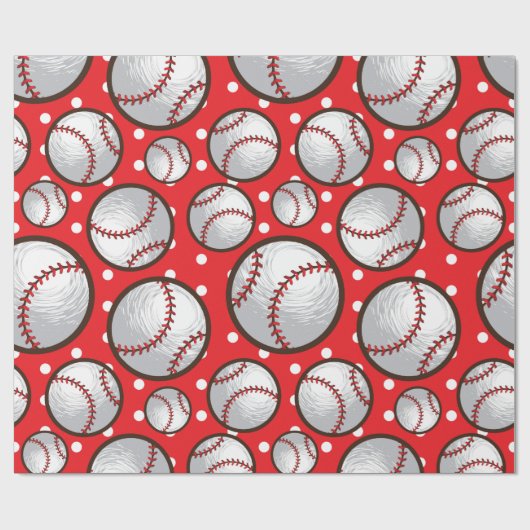Baseball, rot-weiß-Design Geschenkpapier (Flach)