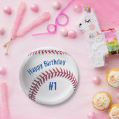 Baseball Rot Weiß und Blau mit Name und Alter Pappteller (Party)