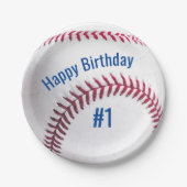 Baseball Rot Weiß und Blau mit Name und Alter Pappteller (Vorderseite)