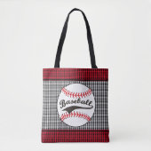 Baseball-rote schwarze Druck-Taschen-Tasche Tasche (Vorderseite)