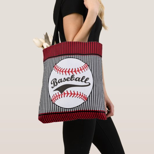 Baseball-rote schwarze Druck-Taschen-Tasche Tasche (Von Nahem)