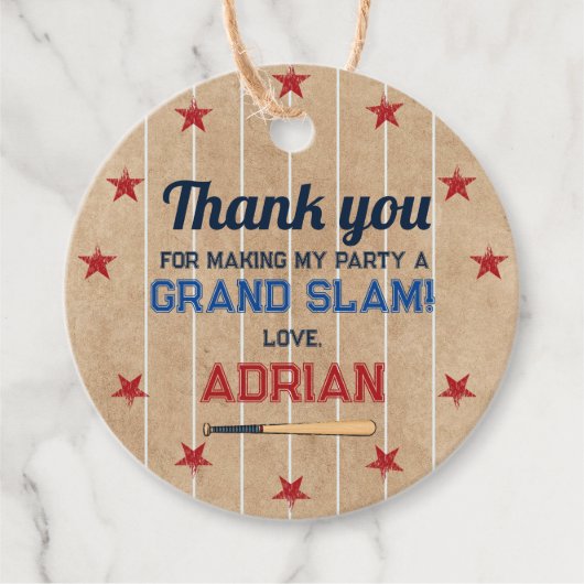 Baseball Round danke Ihnen zum Geburtstag Geschenkanhänger (Vorderseite)