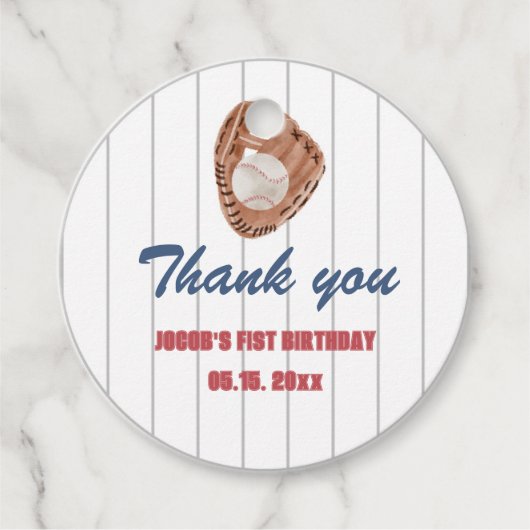 Baseball Round-Favor-Tag Geschenkanhänger (Vorderseite)