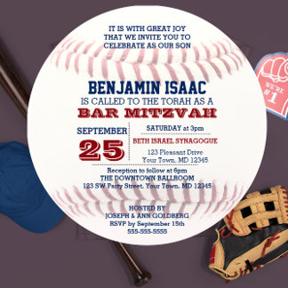 Baseball Runde Bar Mitzvah Einladung