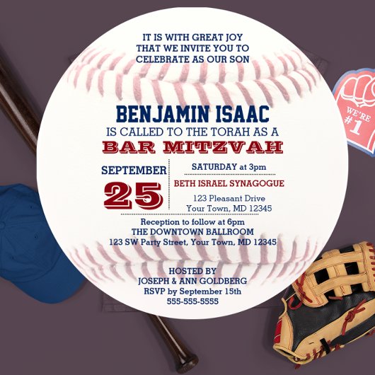 Baseball Runde Bar Mitzvah Einladung