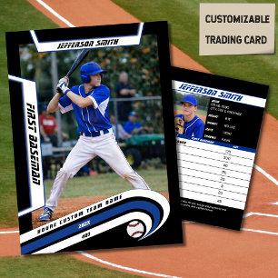 Baseball-Sammelkarten Lebendiges Blau Schwarz Telefonnummerkarte