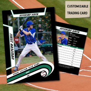 Baseball-Sammelkarten Lebendiges Grün Schwarz Telefonnummerkarte
