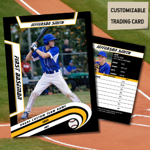 Baseball-Sammelkarten Lebhaft Gelb Schwarz Telefonnummerkarte