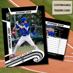 Baseball-Sammelkarten Lebhaftes Silber Schwarz Telefonnummerkarte