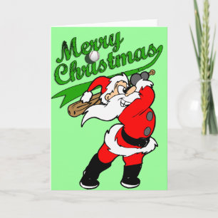 Baseball Santa Christmas Grußkarte Feiertagskarte