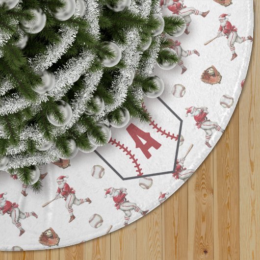 Baseball Santa Christmas Home Plate Monogram Polyester Weihnachtsbaumdecke