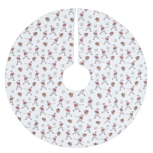 Baseball Santa Christmas Pattern Polyester Weihnachtsbaumdecke (Vorderseite)