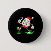 Baseball Santa Hat Christmas Ice Cream Drip Candy  Button (Vorderseite)
