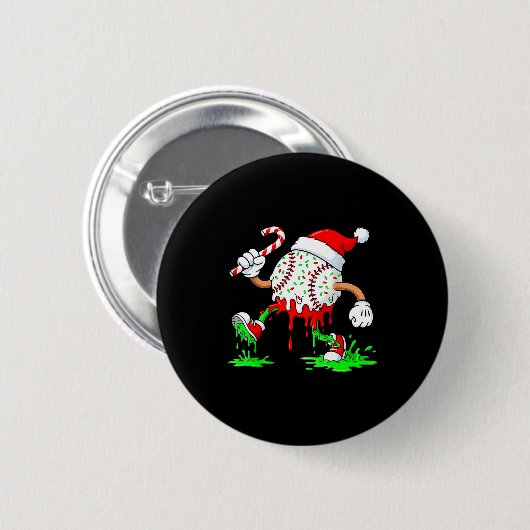 Baseball Santa Hat Christmas Ice Cream Drip Candy  Button (Vorne & Hinten)