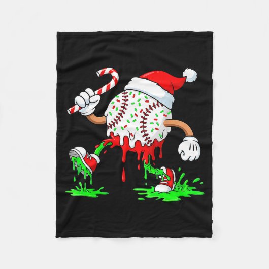 Baseball Santa Hat Christmas Ice Cream Drip Candy Fleecedecke (Vorderseite)