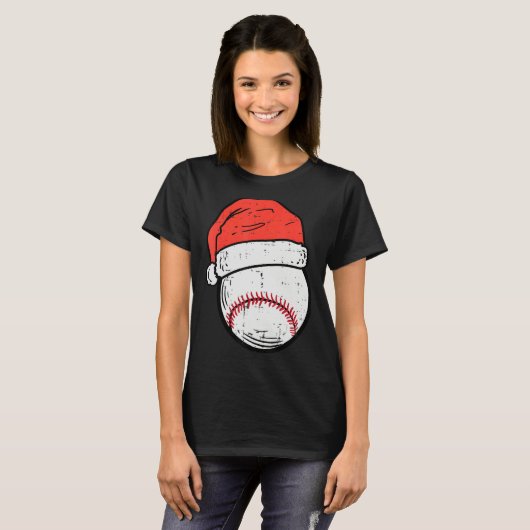 Baseball Santa Hat Sports Christmas Xmas Boys Men T-Shirt (Vorne ganz)