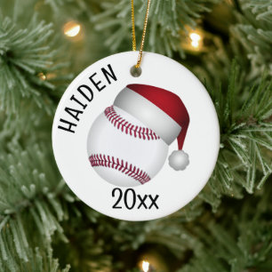 Baseball-Santa-Hut-Weihnachten Keramik Ornament