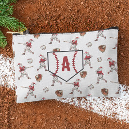 Baseball Santa Monogram Christmas Zubehörtasche