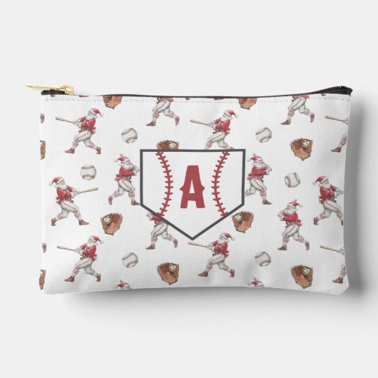 Baseball Santa Monogram Christmas Zubehörtasche (Vorderseite)