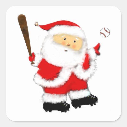 Baseball Santa Quadratischer Aufkleber (Vorderseite)