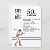 Baseball Save the Date 50. Geburtstagsparty