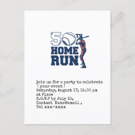 Baseball Save the Date 50. Geburtstagsparty Postkarte
