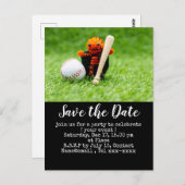 Baseball Save the Date Baseball Halloween-Party Postkarte (Vorne/Hinten)