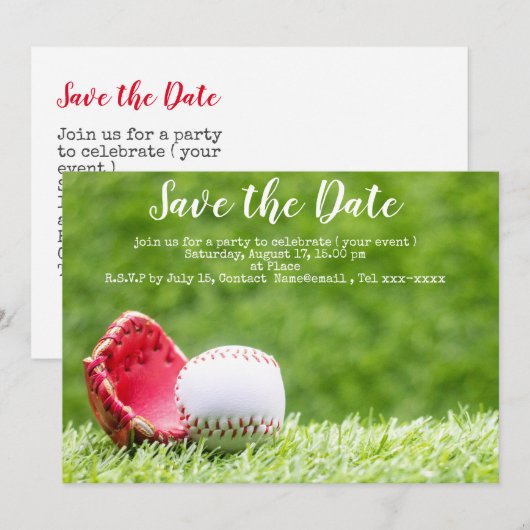 Baseball Save the Date Einladung (Vorne/Hinten)
