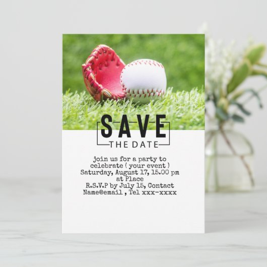 Baseball Save the Date Einladung (Stehend Vorderseite)