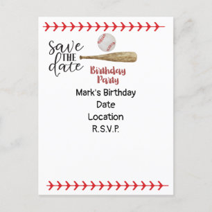 Baseball Save the Date für Geburtstag Einladungspostkarte