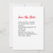 Baseball Save the Date für Party Einladung (Rückseite)