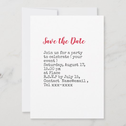 Baseball Save the Date für Party Einladung (Rückseite)