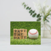 Baseball Save the Date für Party Postkarte (Stehend Vorderseite)