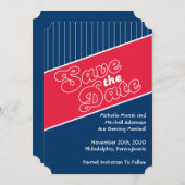 Baseball Save the Date Inspiriert (rot / Marine bl Einladung (Vorne/Hinten)