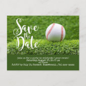 Baseball Save the Date mit Ball auf grünem Gras Postkarte (Vorderseite)